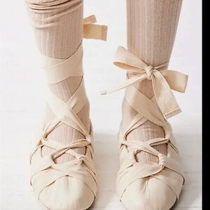Free People Cream Ballet Flats